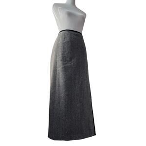 Vintage ‘00s Talbots Black & White Herringbone Wool Blend Wrap Midi Skirt